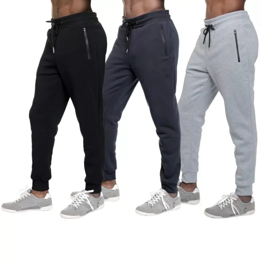 3 PACK: Men's Fleece Lined Slim Fit Casual Tech Jogger Sweatpants