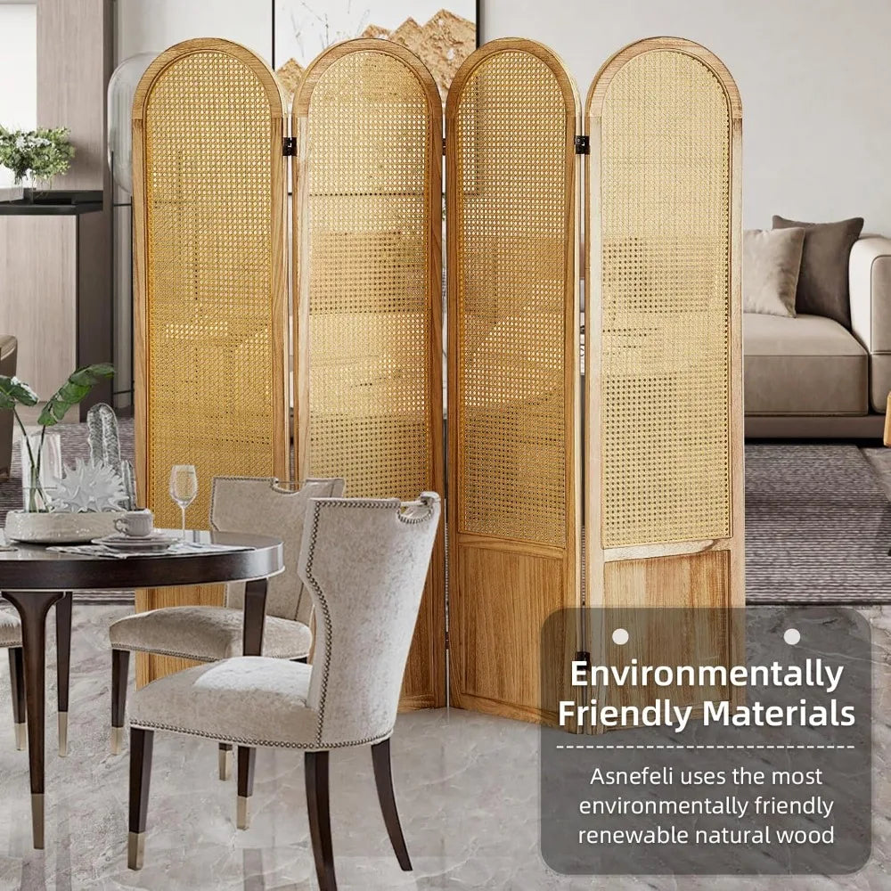 Room Divider 4 Panel, Folding Privacy Screen, Foldable Wood Divider