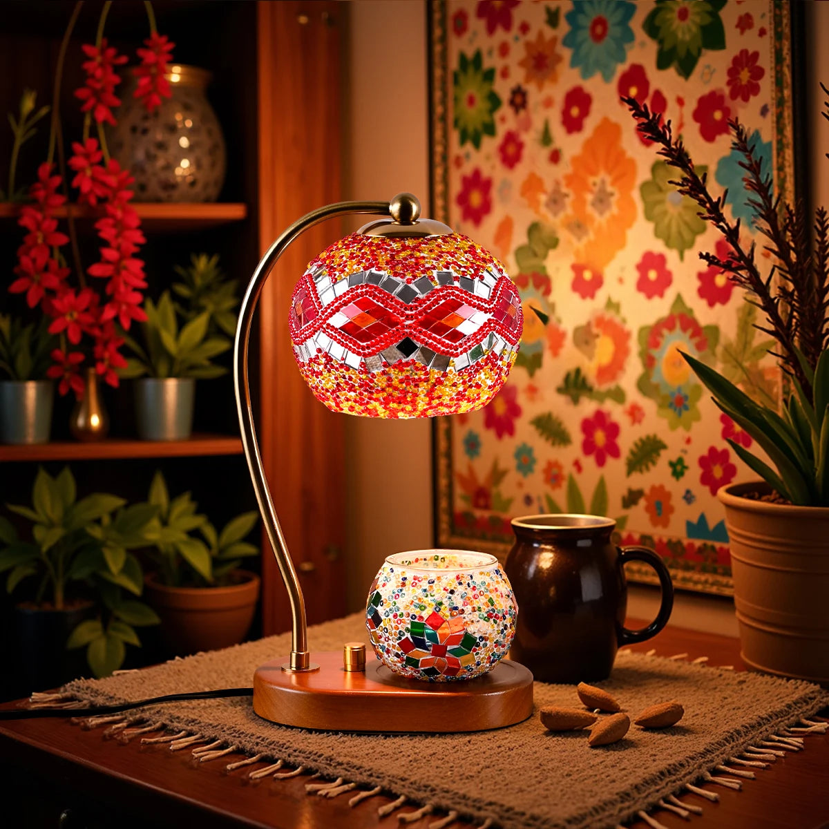 Bohemian style bedside lamp, 3 colors, hand-colored glass table lamp