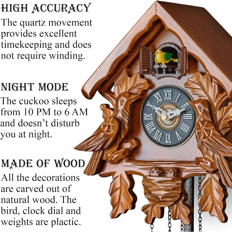Cuckoo Clock With Night Mode, Singing Bird,