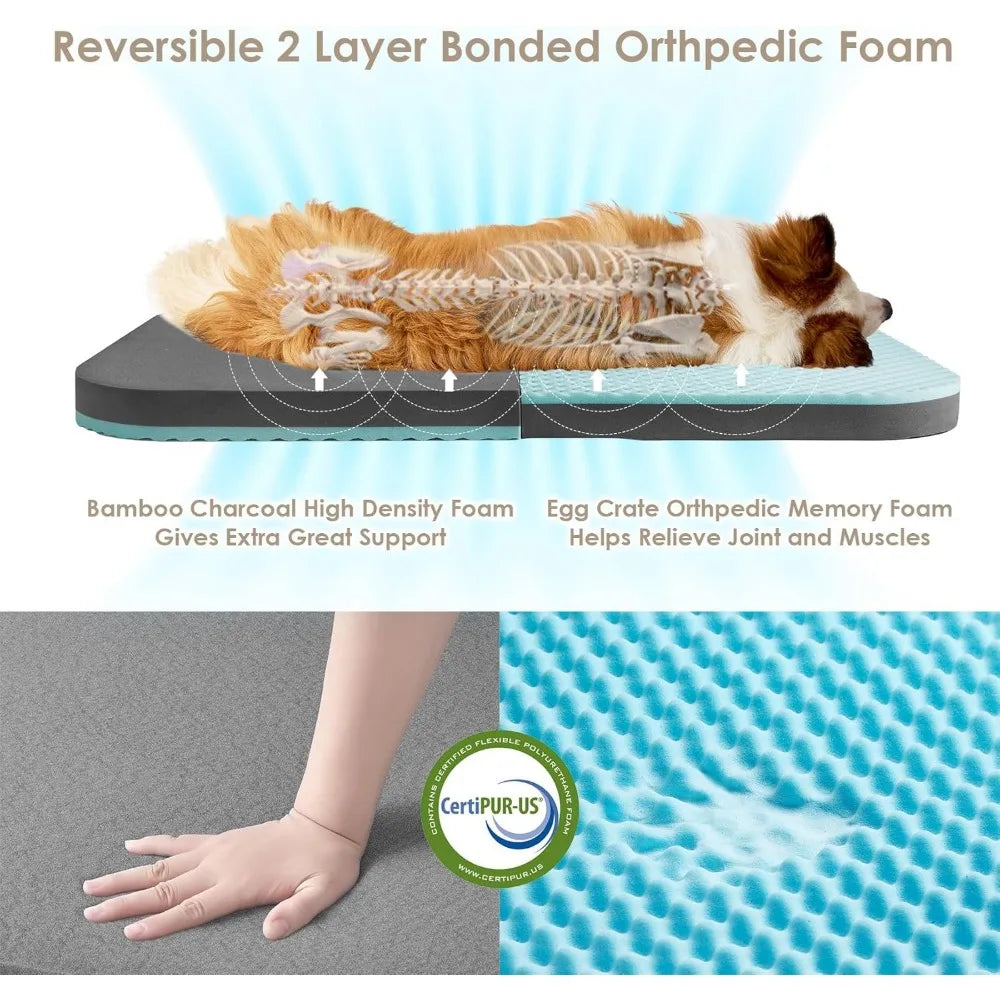 Foldable XXL, Faux Fur Fluffy Dog Bed for Extra Large Dogs,