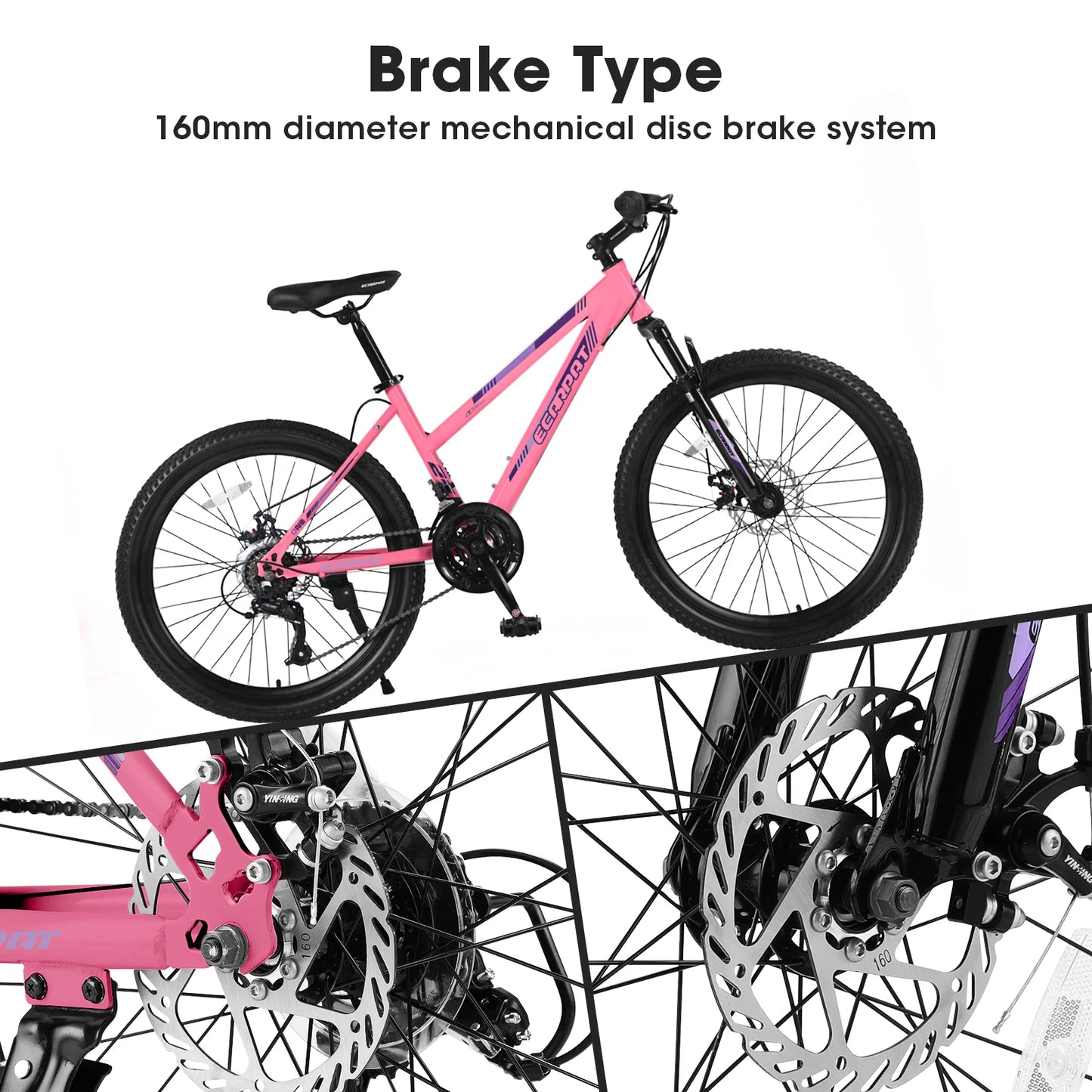 Mountain Bike 26 Inch Wheels, 21-Speed Disc Brake, Female