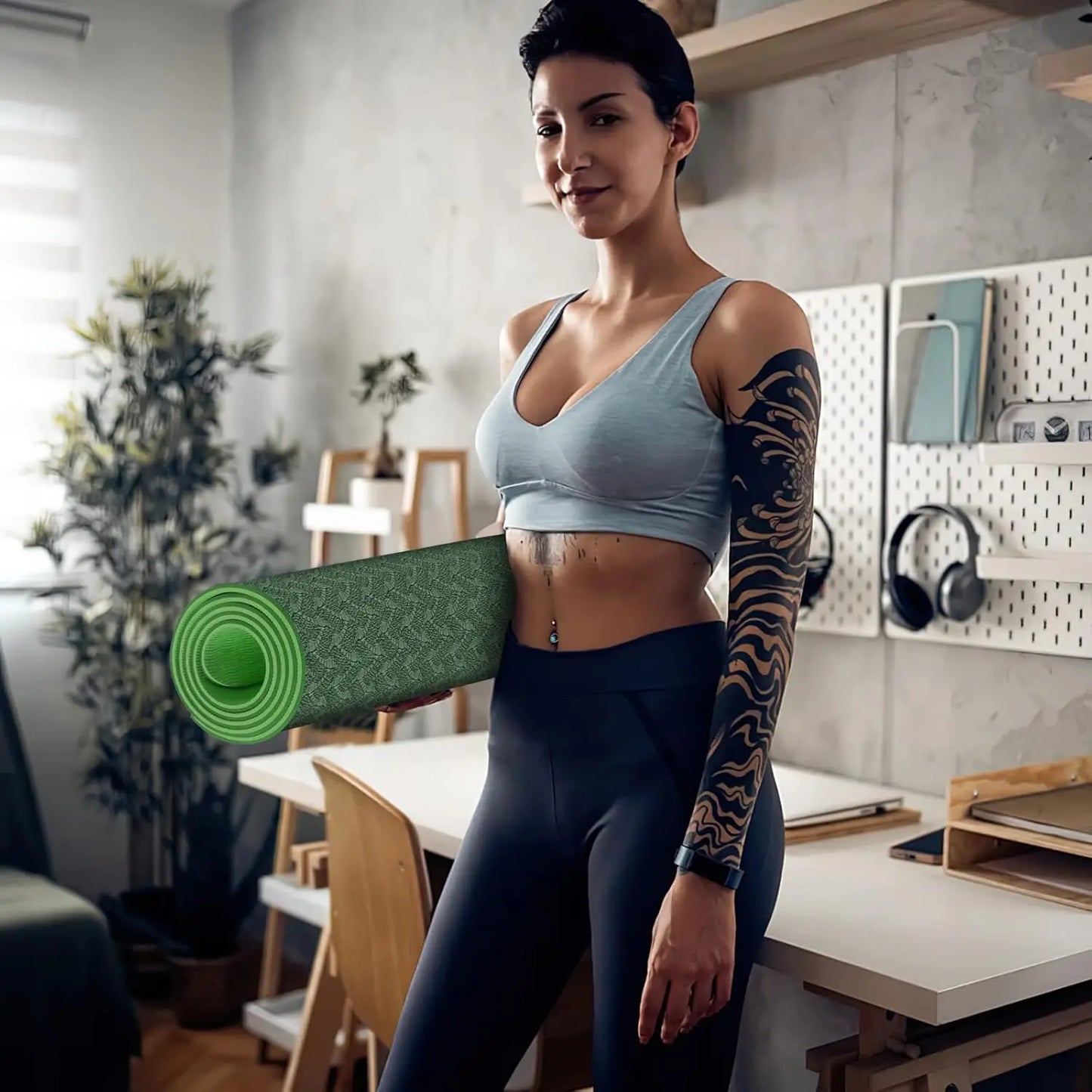 Yoga Mat 1/3 inch Exercise Mats 8mm TPE Non-Slip Extra Thick High-Density