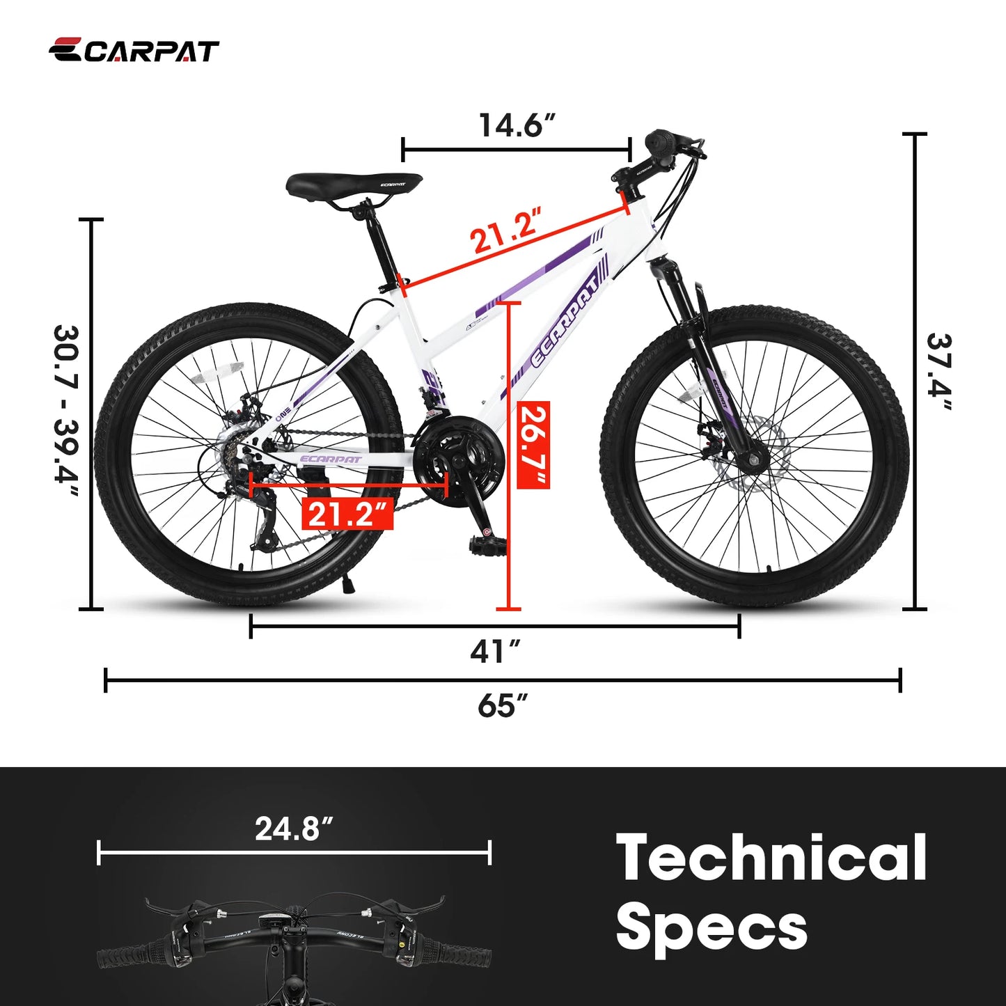 Mountain Bike 26 Inch Wheels, 21-Speed Disc Brake, Female