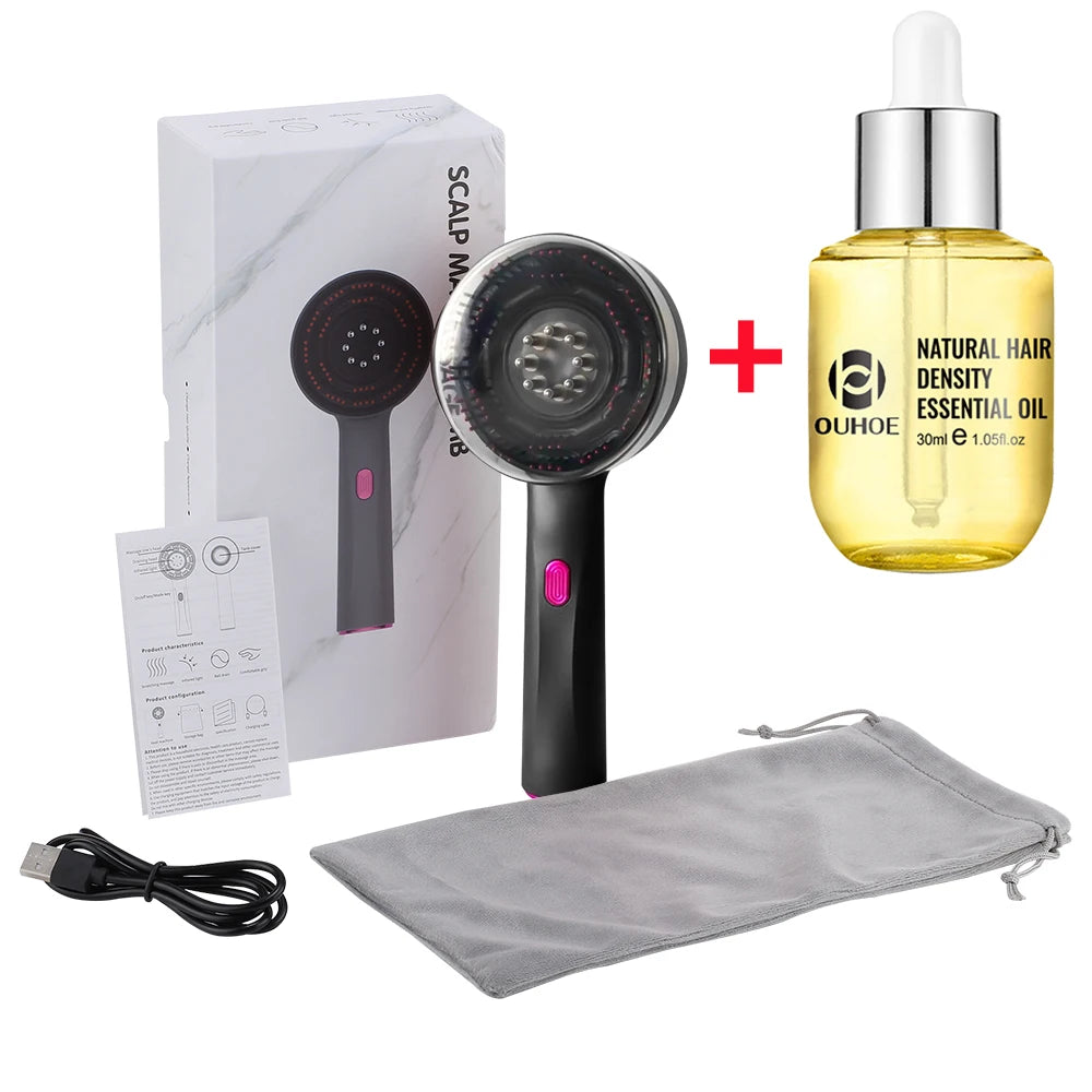 Electric Vibration Massage Comb With Hair Growth Oil Red Light Laser Therapy