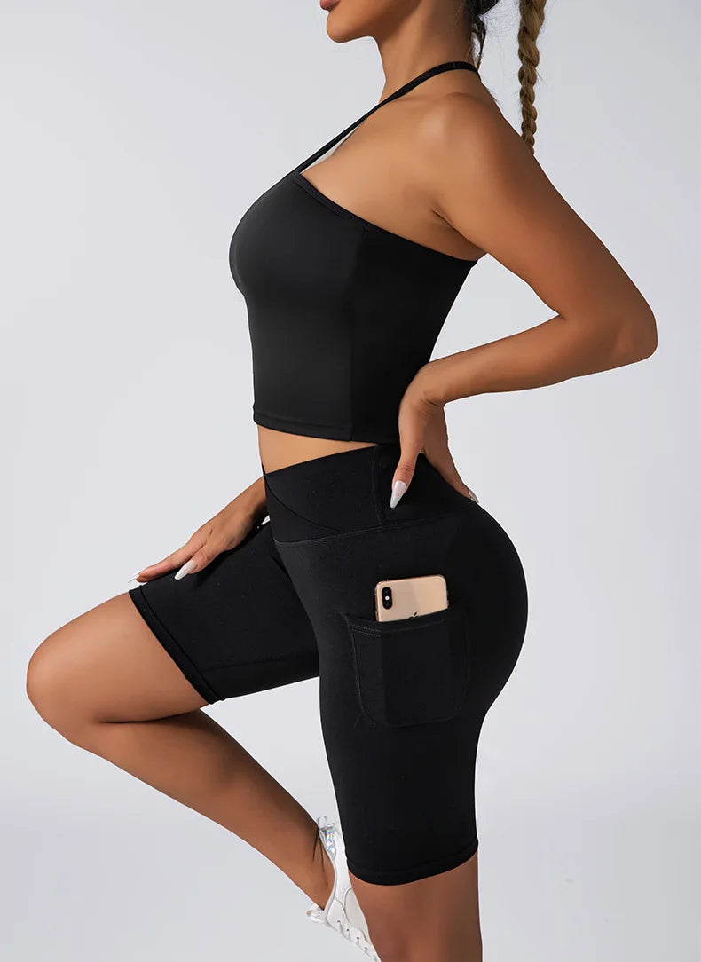 US Local Women's Seamless Solid Color Yoga Set 2 Piece