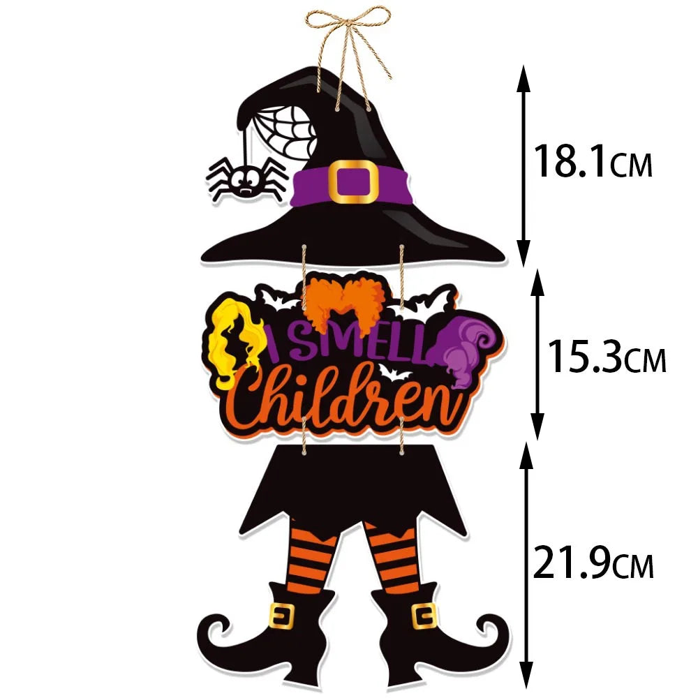 Halloween Hanging Sign Festive Pumpkin Bat and Skull Designs f
