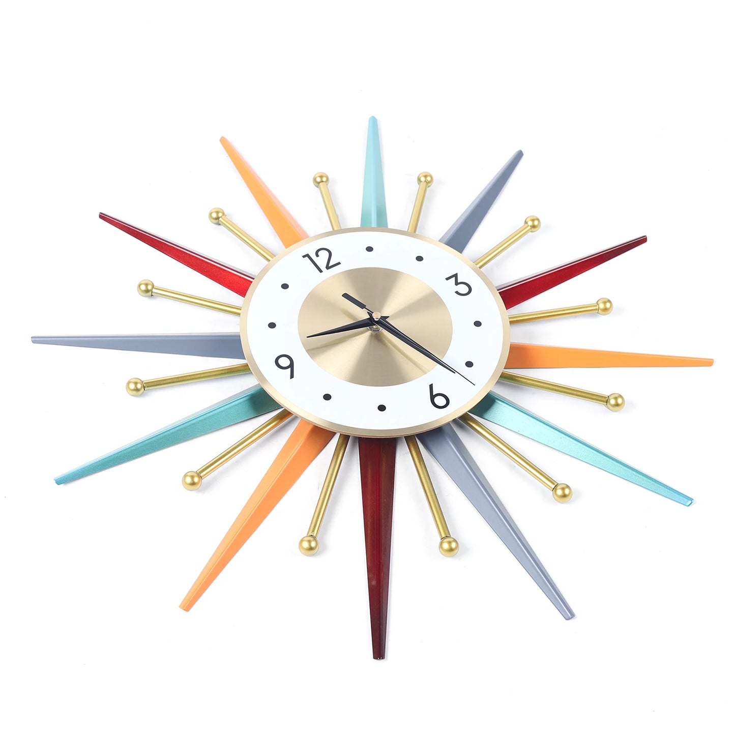 Wall Clock 22 Inch, Mid Century Starburst Clock Modern Decor