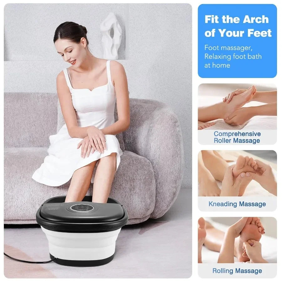 Collapsible Foot Spa Bath with Heat Remote Control Temperature Control Bubbles