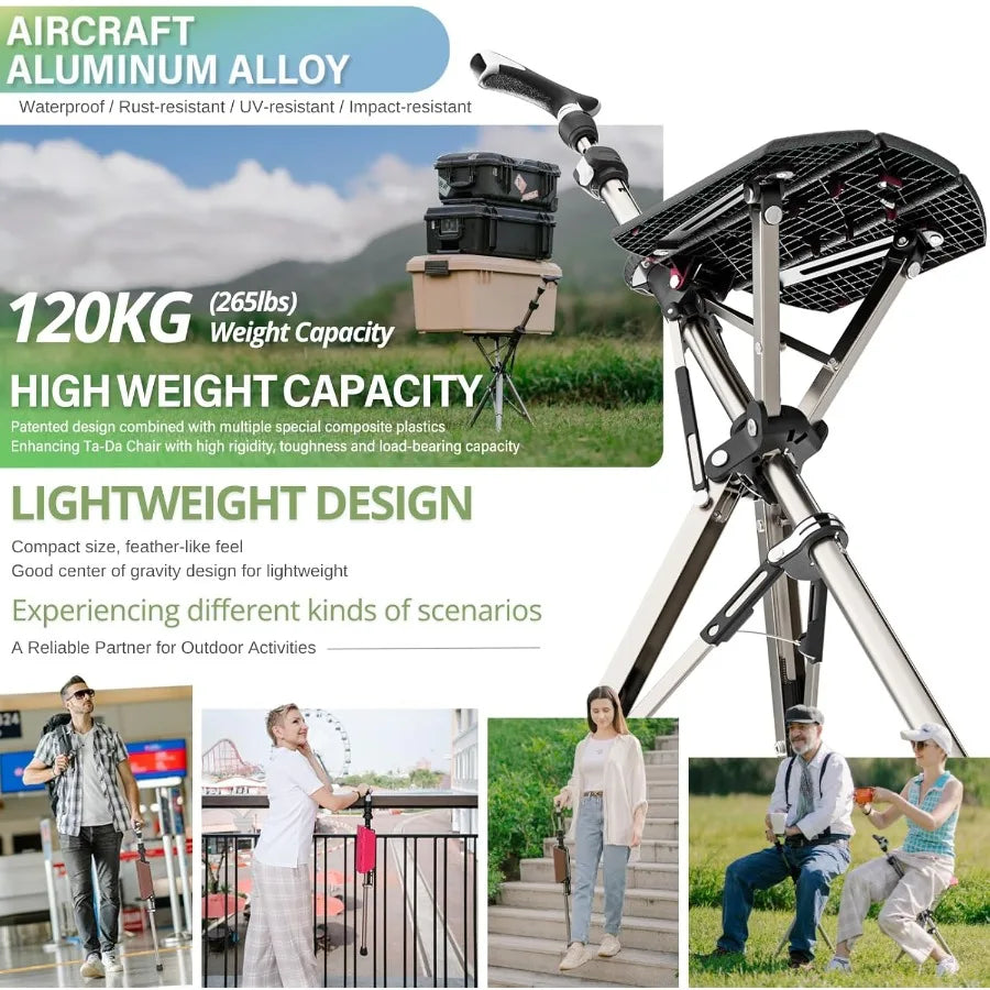 Portable Trekking Hiking Pole Folding Walking Stick with Seat Walking Cane with Chair Foldable Chair