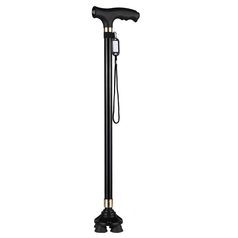 LED Light Non-Slip Elderly Walking Sticks Aluminum Alloy Cane Multifunctional Crutch with Large Footprint for Senior Men
