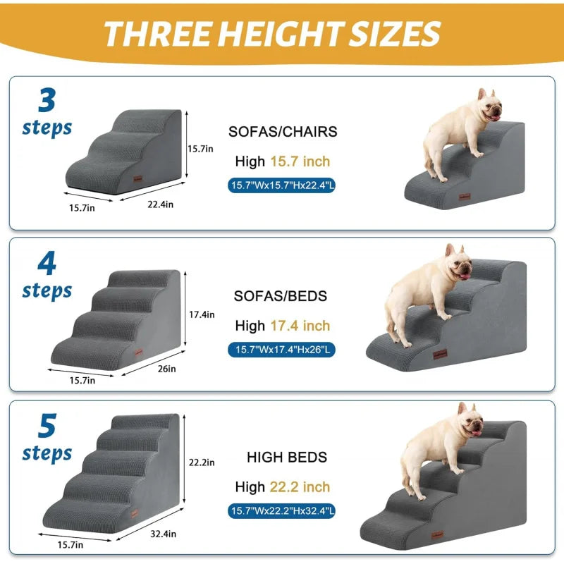 Pet Stairs for Large Dog Cat High Density Soft Foam Small Dog Ramp Ladder