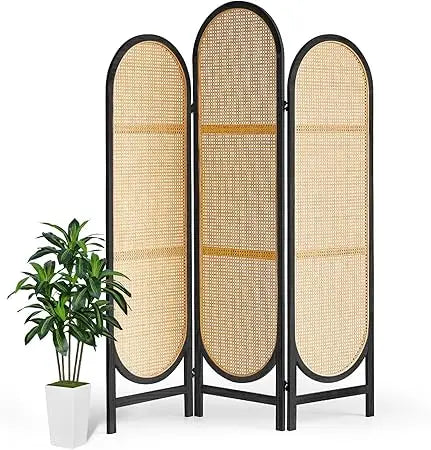 Room Divider 4 Panel, Folding Privacy Screen, Foldable Wood Divider
