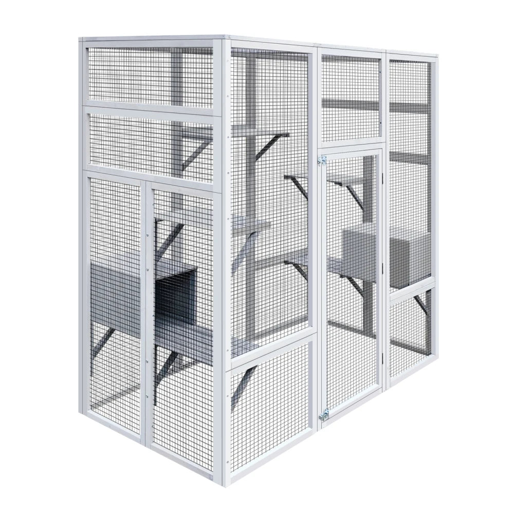 62.6" Outdoor Wooden Cat House Large Catio, Solid Wood