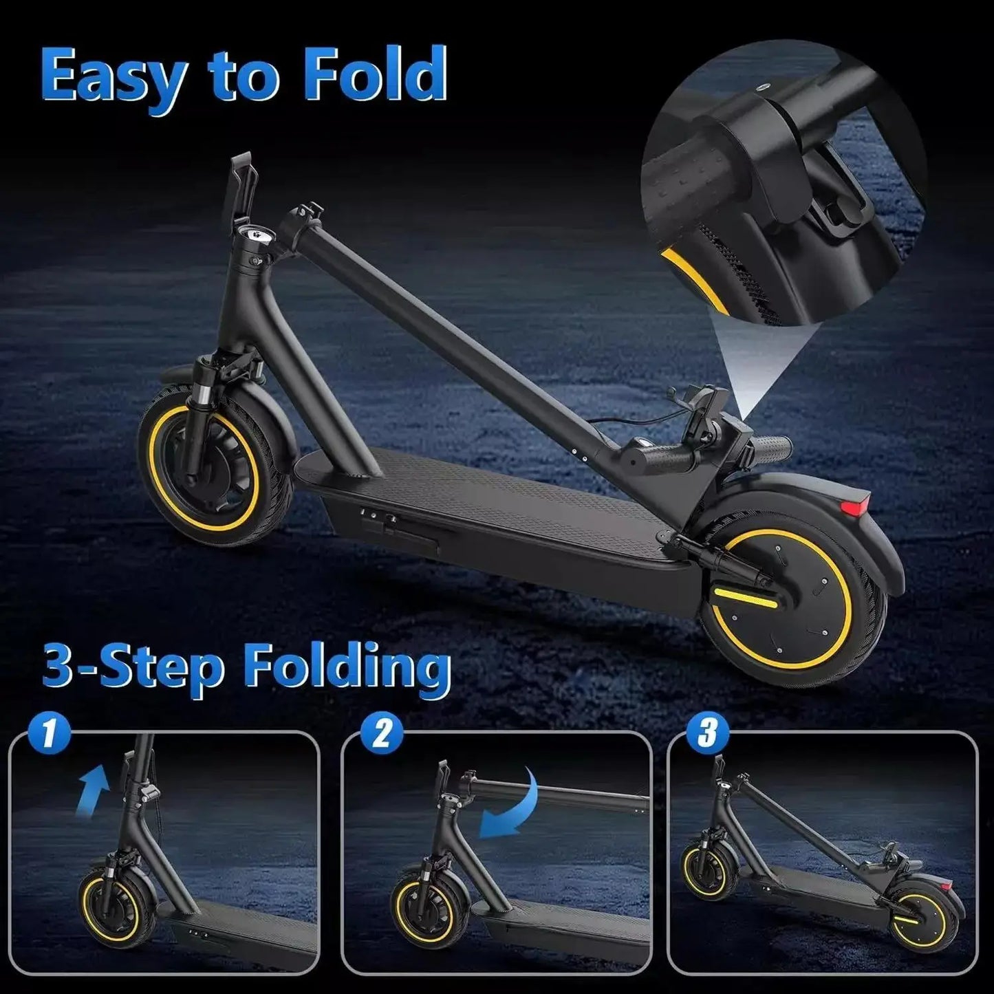 LADPED LPMAX 10" Solid tires Folding Electric Scooter 22MPH 500W 14.5AH 28Miles Dual Shock Absorber EScooter