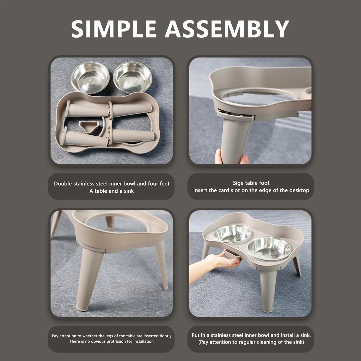 Stainless Steel Elevated Dog Bowl Non-Slip and No Spill Design