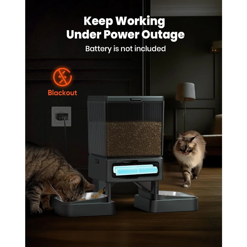 Automatic Cat Feeder for 2 Cats, 2 for Small Pets Indoor, Timed Cat Feeder for Dry Food