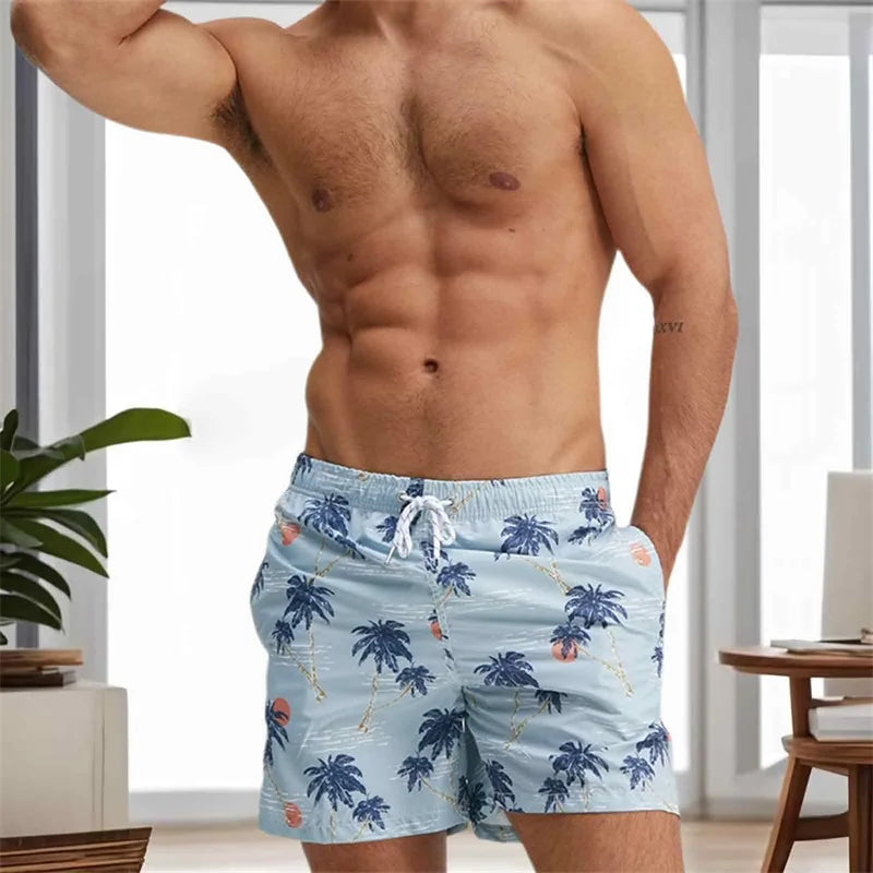 Men s Swim Trunks Quick Dry Beach Shorts with Drawstring Elastic Waistband