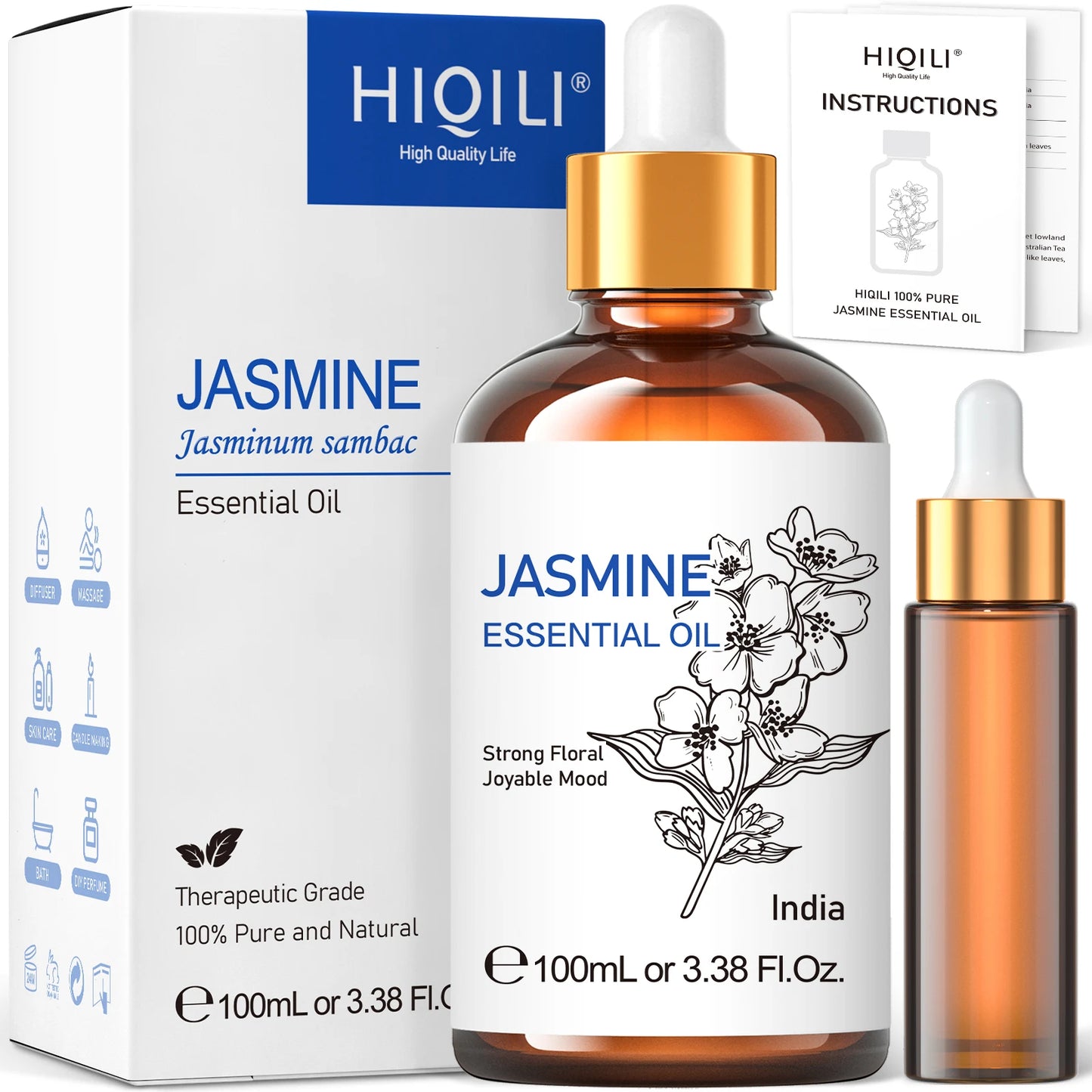 100ML Essential Oils, 100% Pure Floral Oil for Diffuser, Humidifier, Massage,