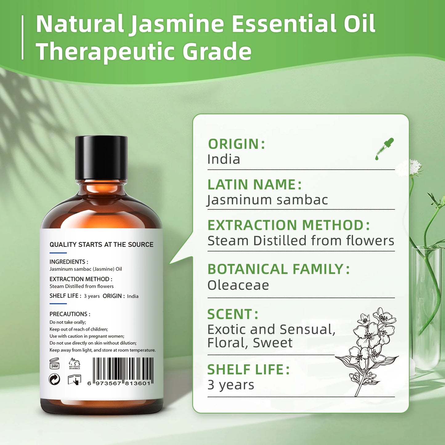100ML Essential Oils, 100% Pure Floral Oil for Diffuser, Humidifier, Massage,