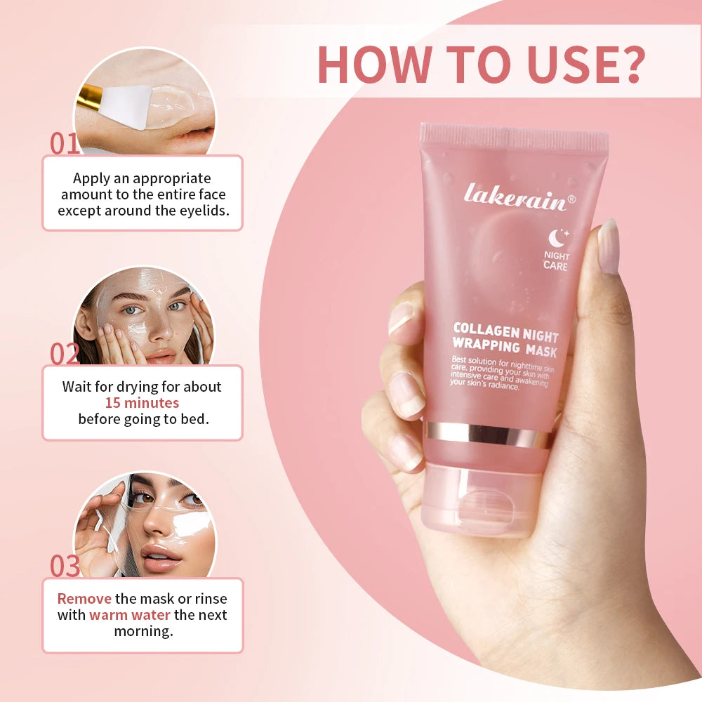 Collagen Overnight Wrapping Peel Off Facial Mask t Wrapping Mask Deeply Hydrates Night Care Mask Cream