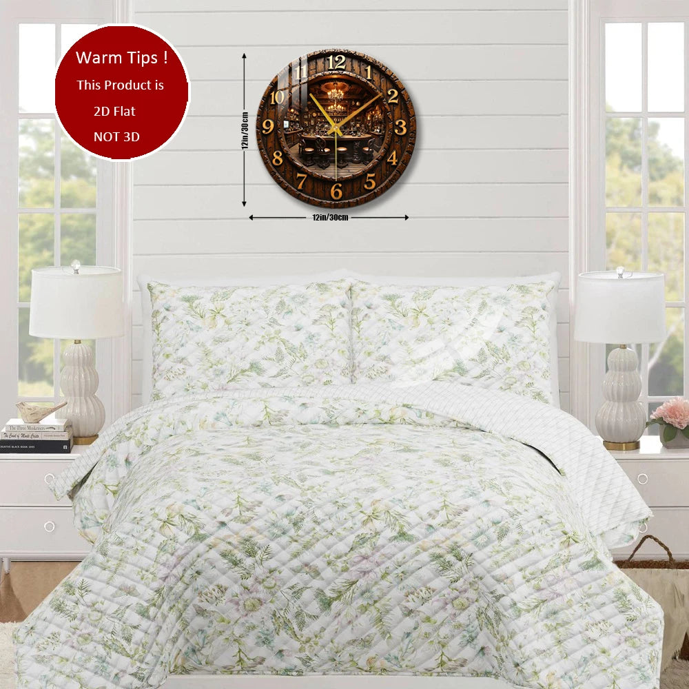 Tempered Glass Wall Clock Wooden Clock with Pub Interior Suitable For Wall Decor or Tabletop Display Anywhere