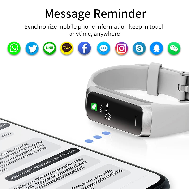 LIGE 1.1 Inch Amoled Smart Watch Heart Rate Monitor Waterproof