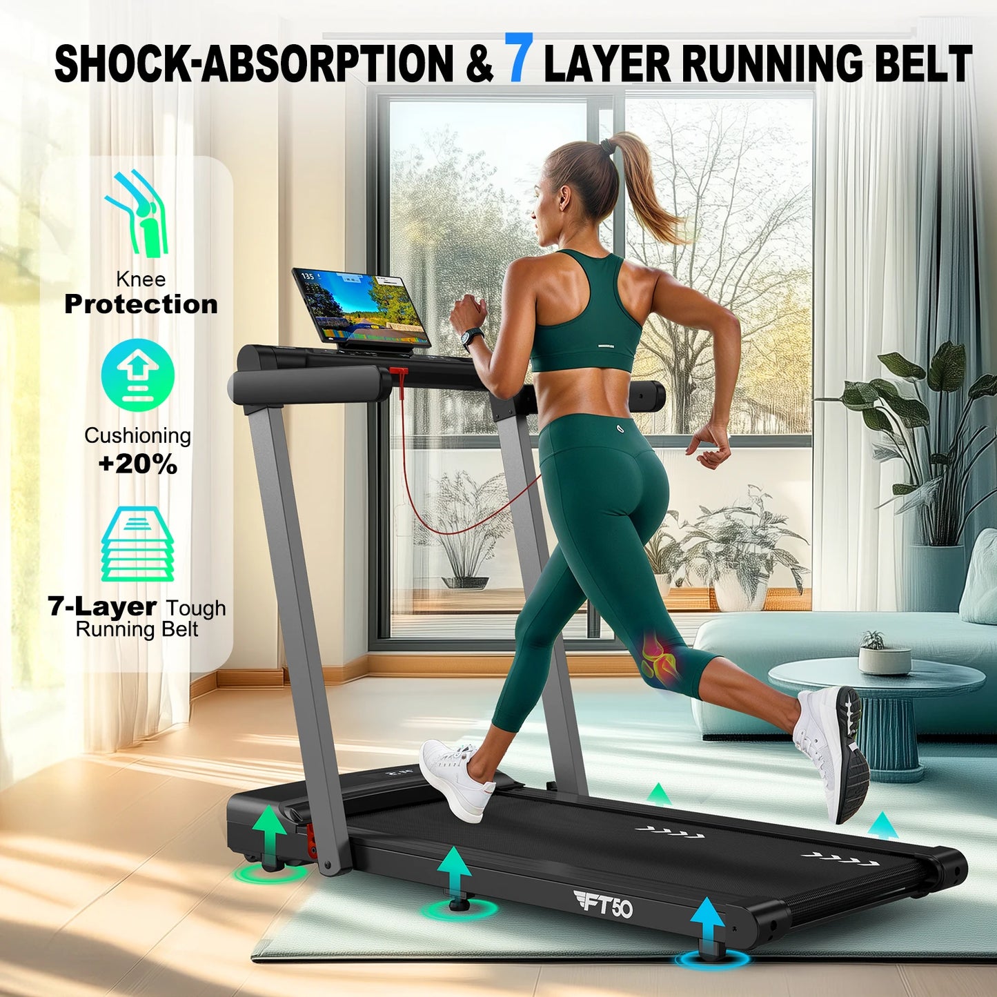 Treadmill for Home Use, 2.25Hp Motor, Speed 1-12Km/H