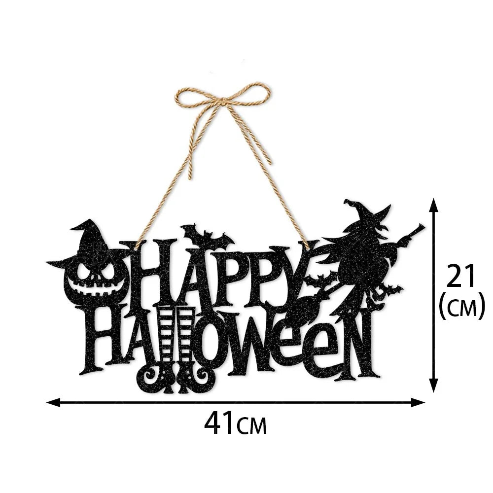 Halloween Hanging Sign Festive Pumpkin Bat and Skull Designs f