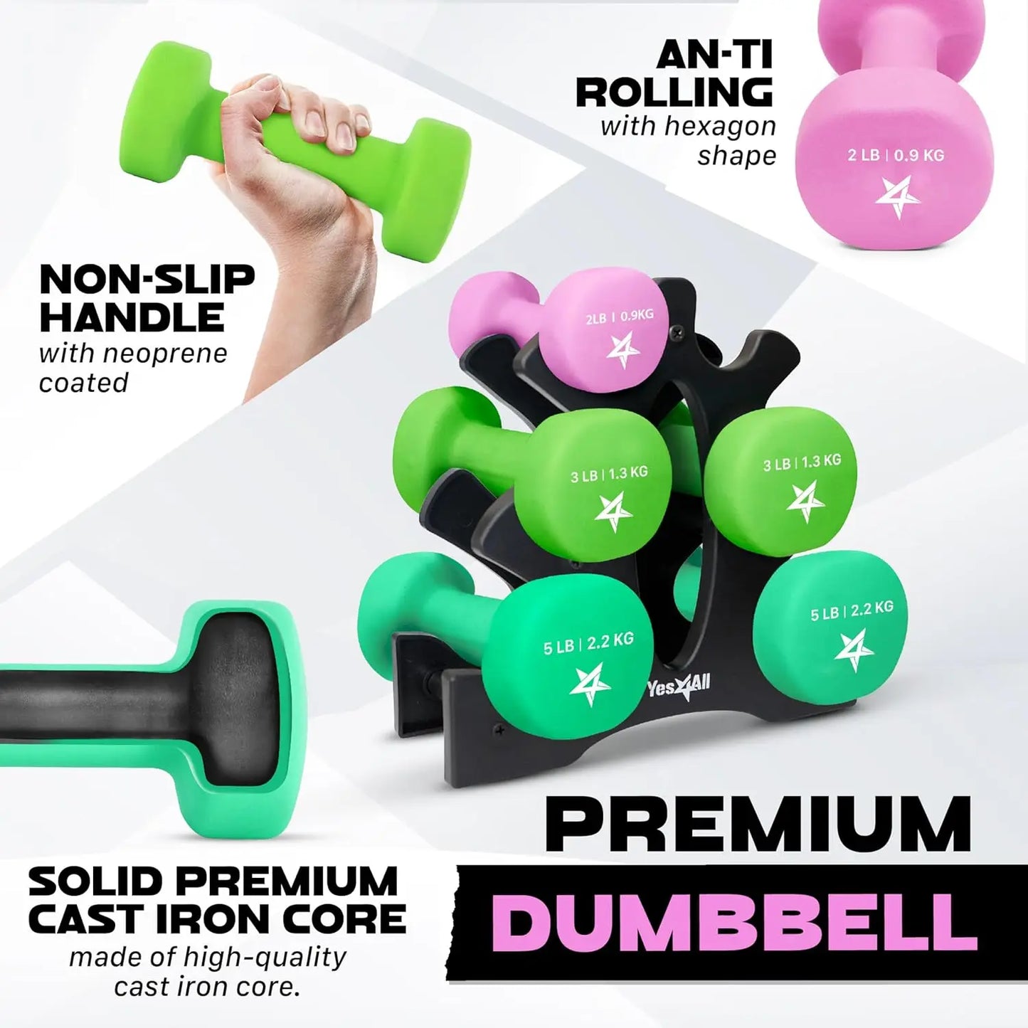 Coated Dumbbell Hand Weight Sets