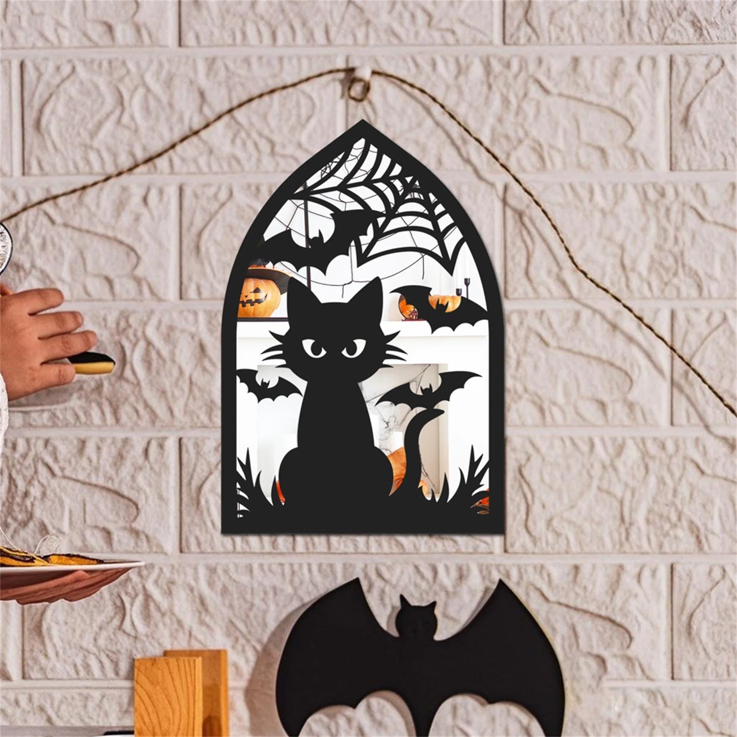 Spooky Halloween Acrylic Mirror Wall Sticker Set with Ghosts Bats Spiders