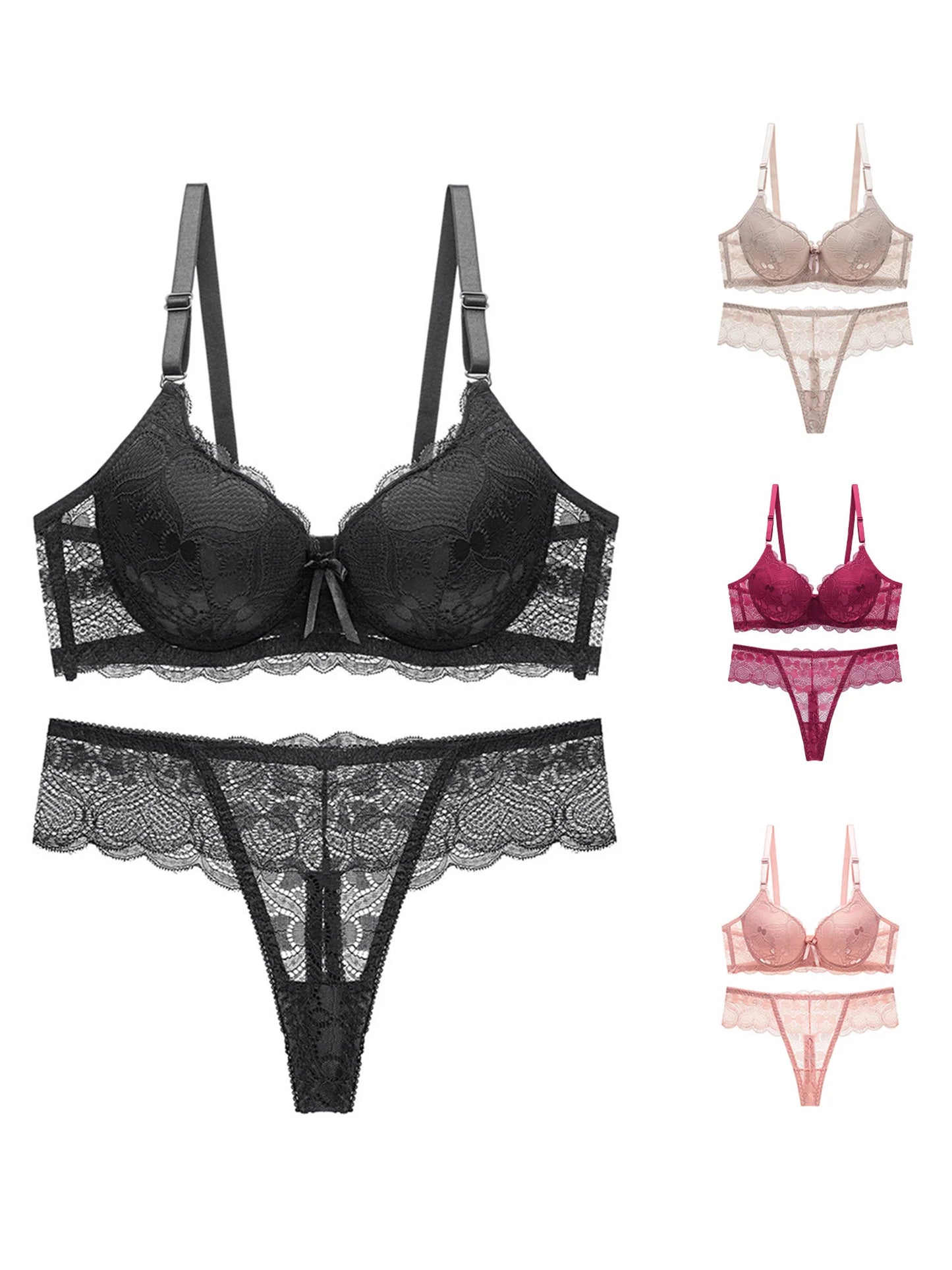 Women s Floral Lace Lingerie Set Sheer Mesh Seductive Babydoll