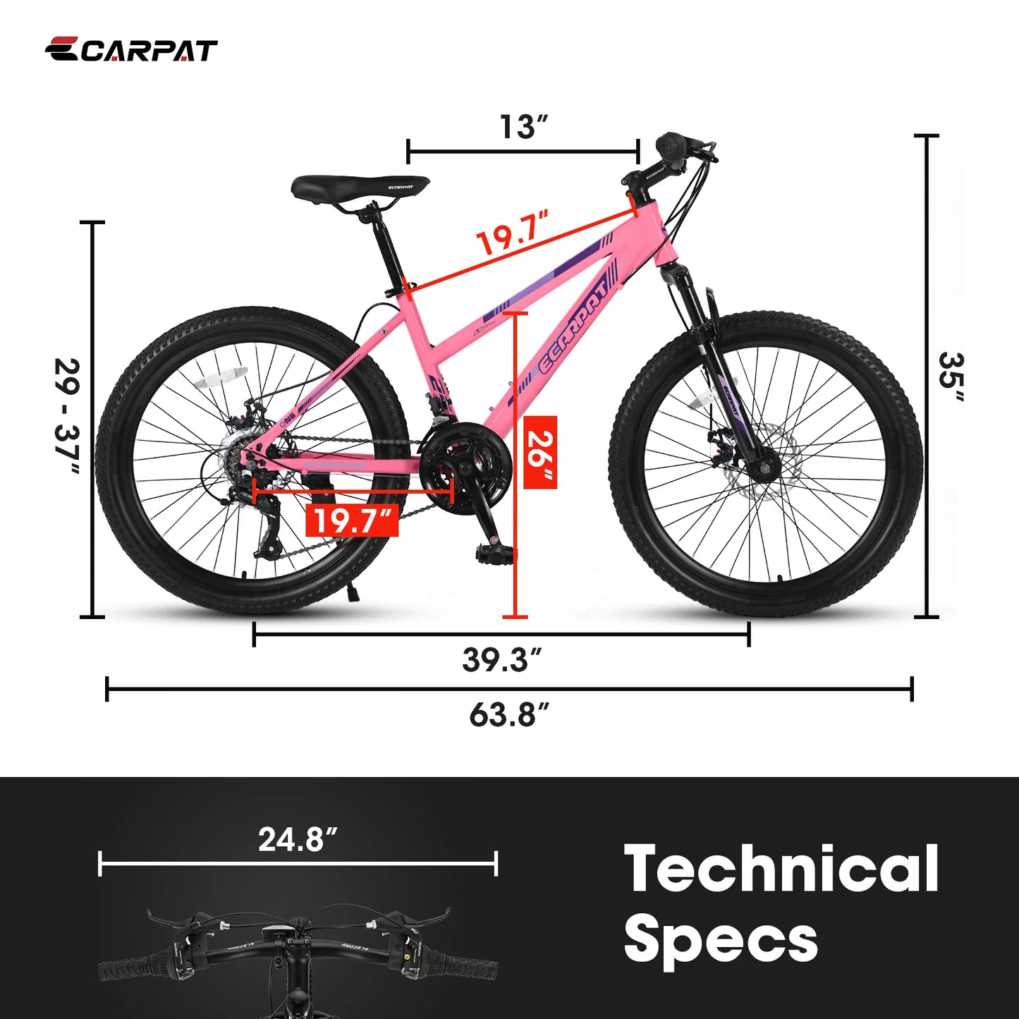 Mountain Bike 26 Inch Wheels, 21-Speed Disc Brake, Female
