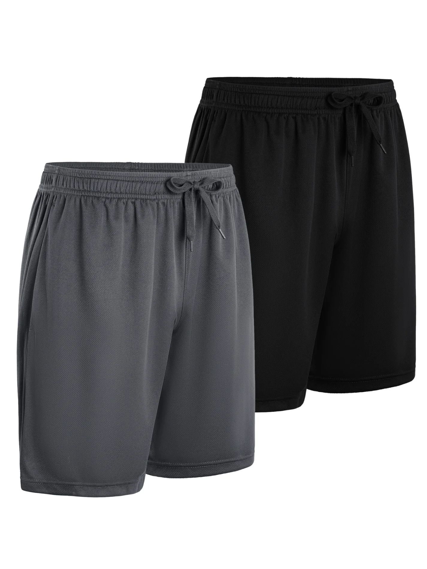 2-piece men's polyester sports shorts, quick drying,