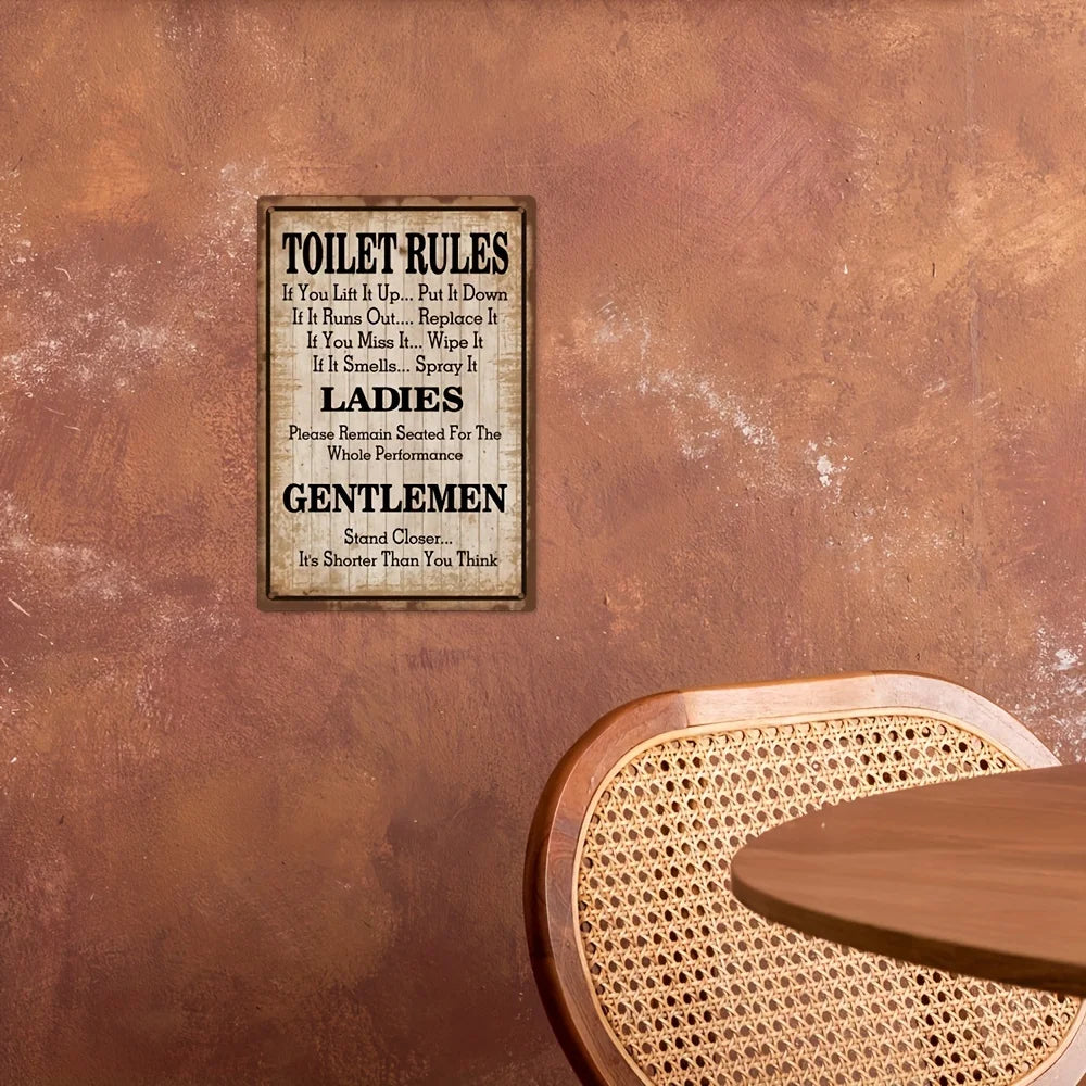 Decor 1pc Toilet Rules Metal Tin Signs