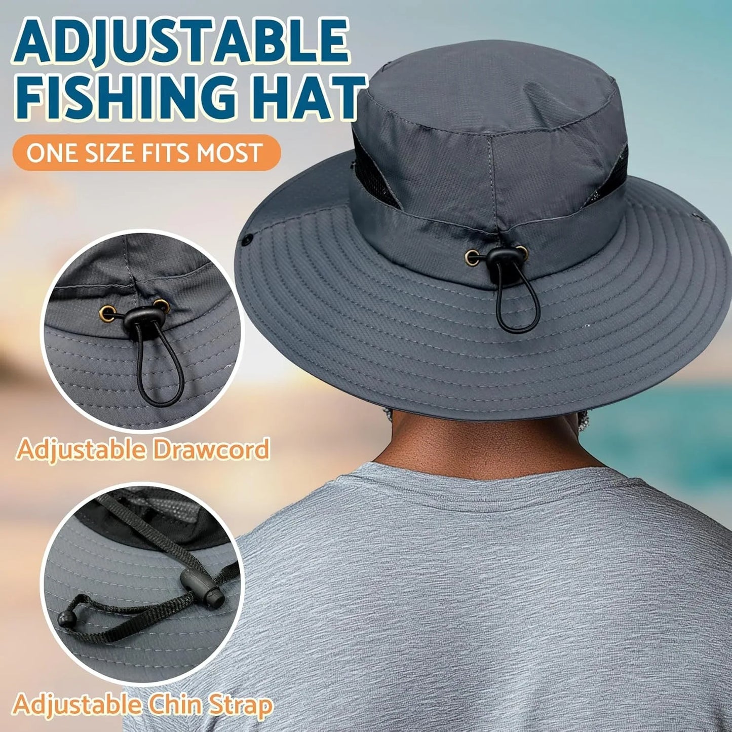 Sun Bucket Hats for Men Women 3” Wide Brim