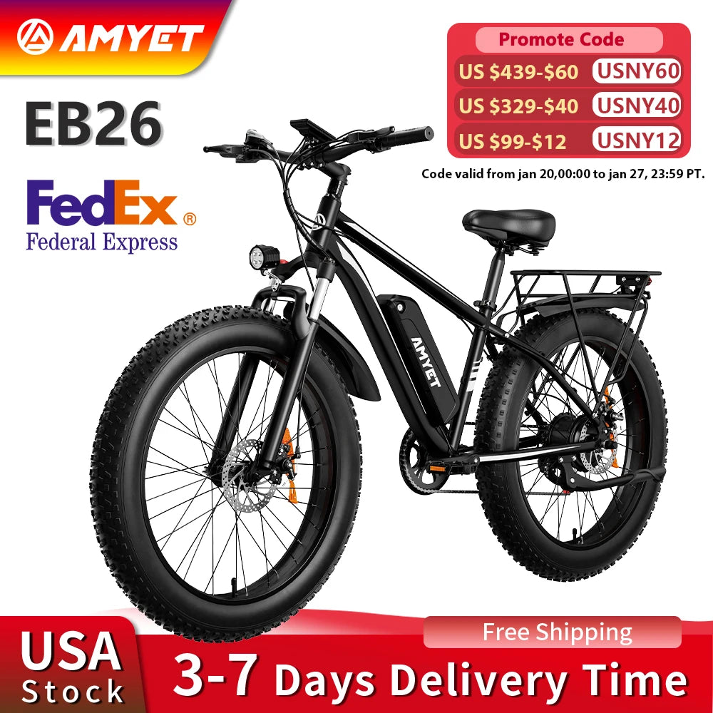 EB26 Electric Bike for Adults 1000W Electric Bicycle 48V 15AH E Bike 26" Fat Tire