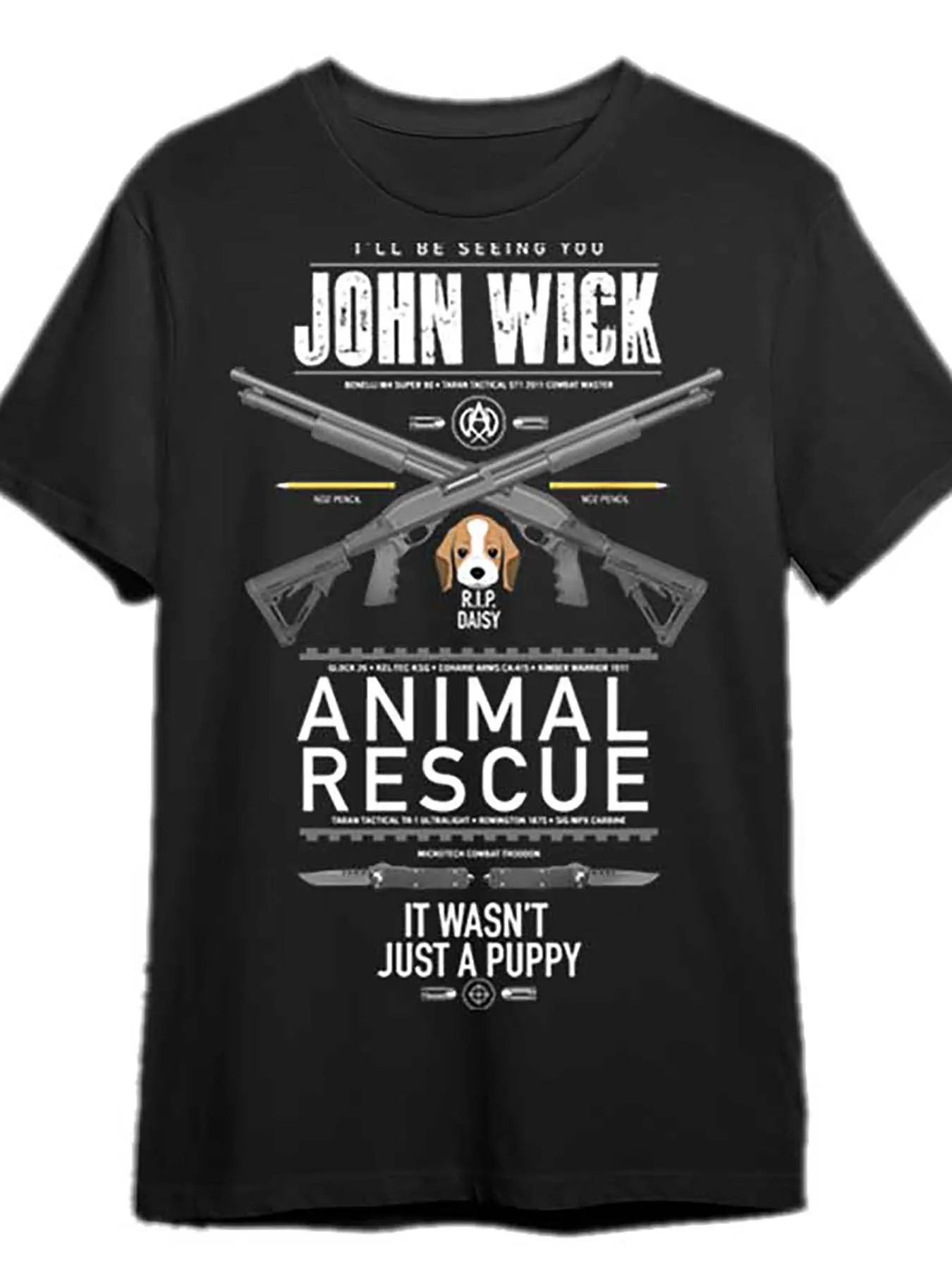Fun John Wick 24 Printed T-Shirt for Men Short Sleeve Tee