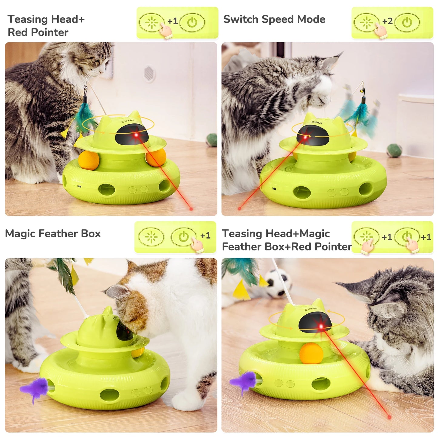 Upgraded Pet Toys Magic Box Cat Teaser base feather