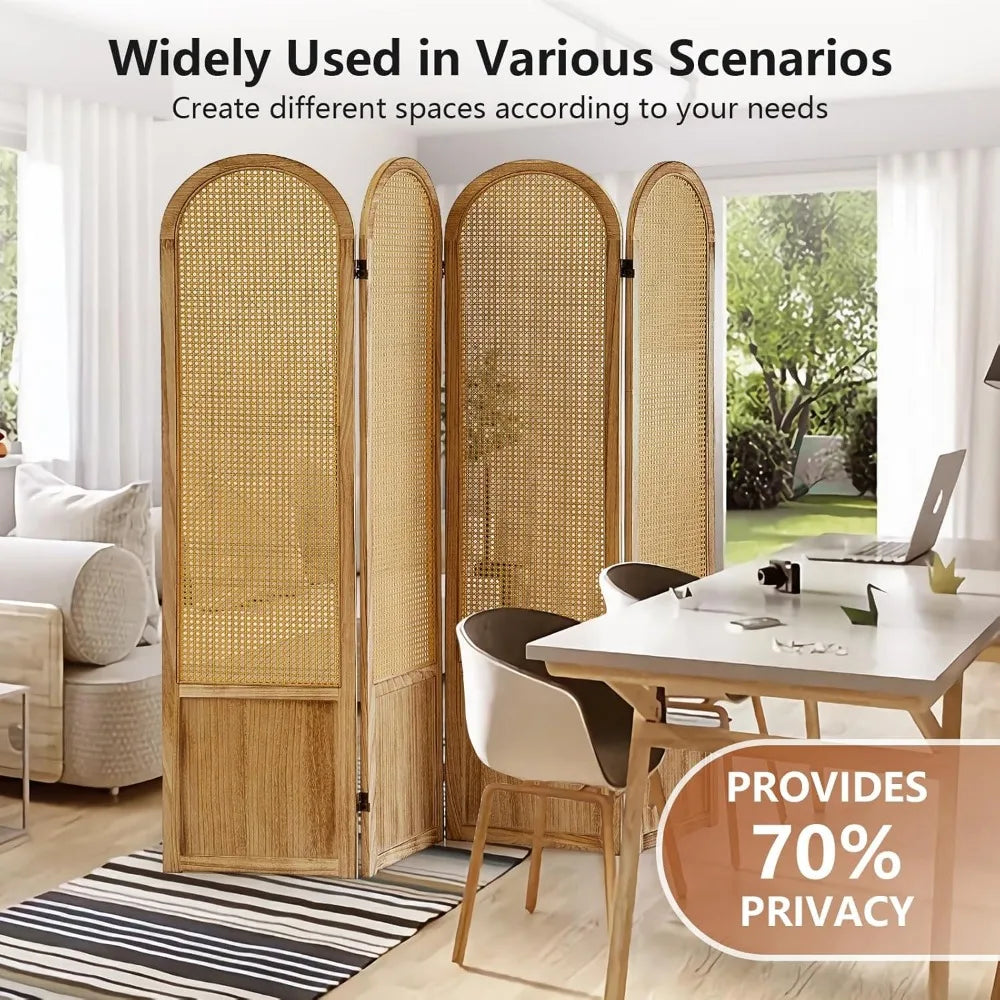 Room Divider 4 Panel, Folding Privacy Screen, Foldable Wood Divider