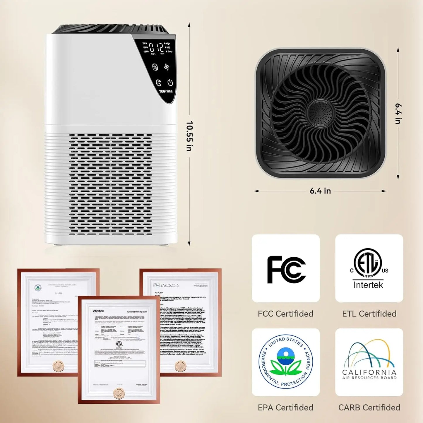 Large Room Air Purifier up to 1750 Sq Ft, H13 True HEPA Filter