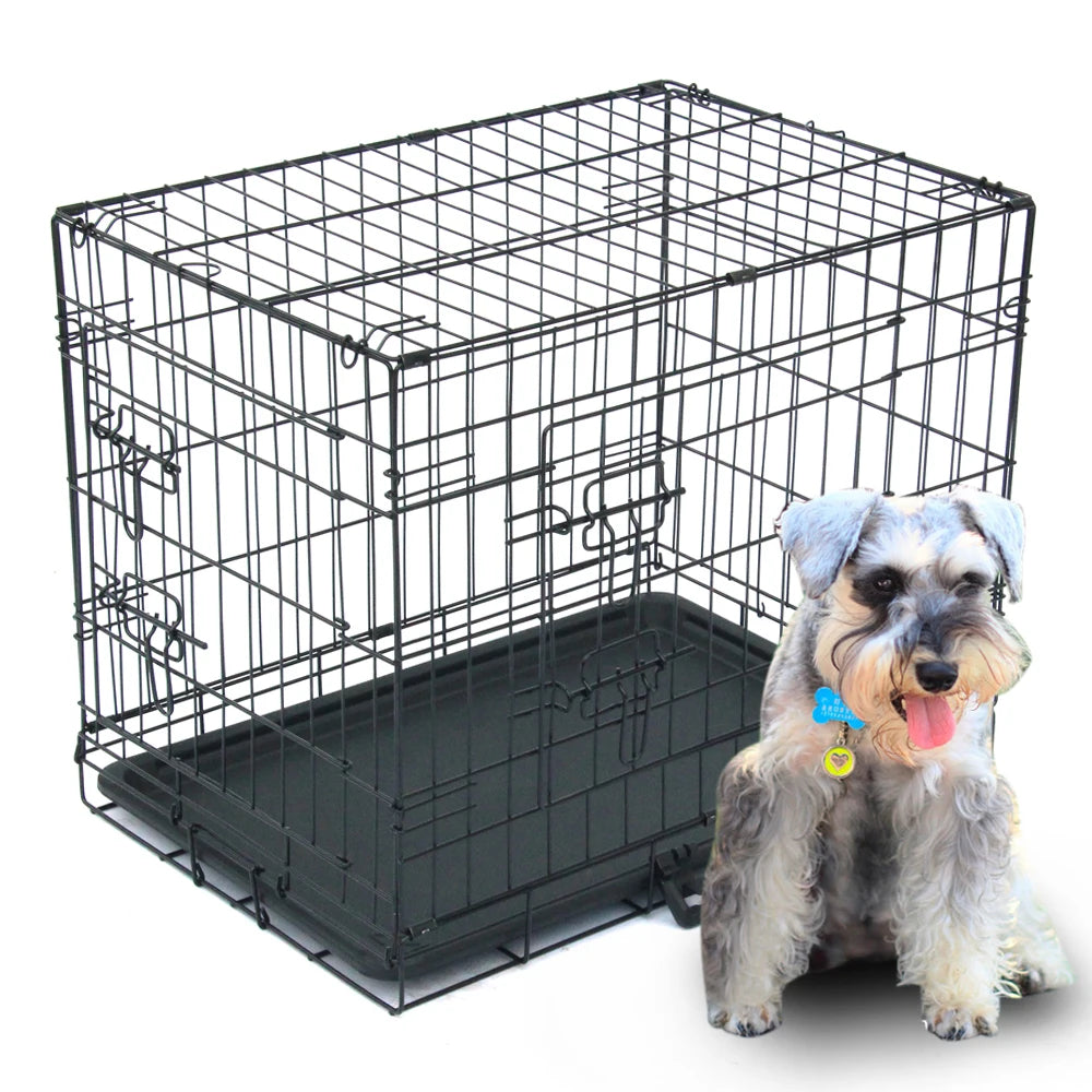 24" Pet Kennel Cat Dog Folding Steel Crate