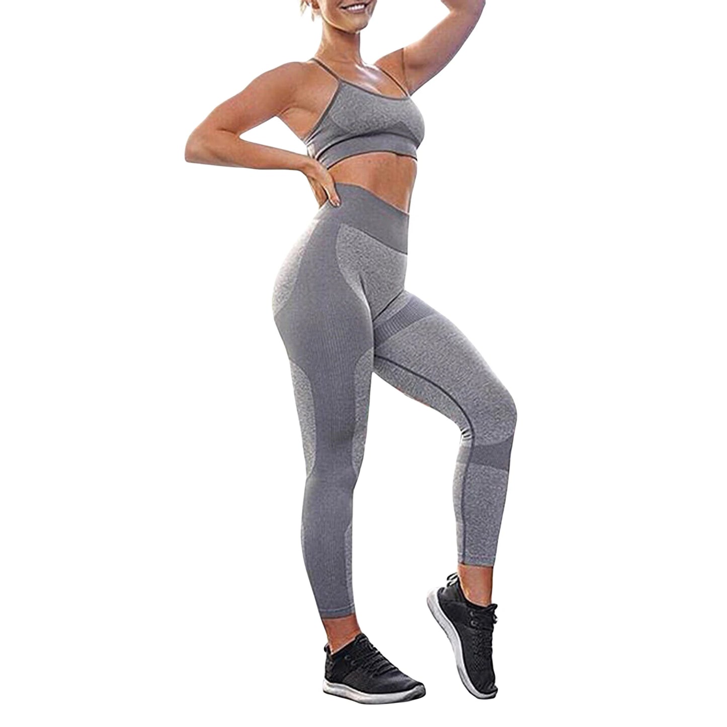 Women s Yoga Outfit Sleeveless Crop Top with High Waist Leggings