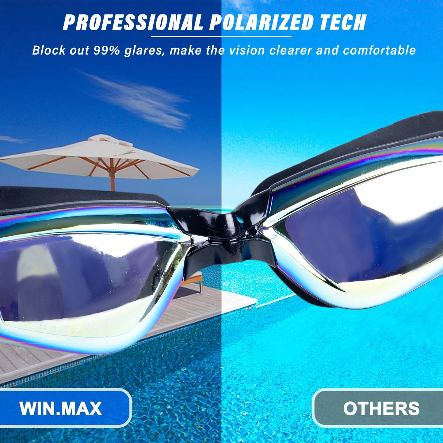 4pcs Professional Swimming Goggles Adjustable Strap & Nose Bridge,