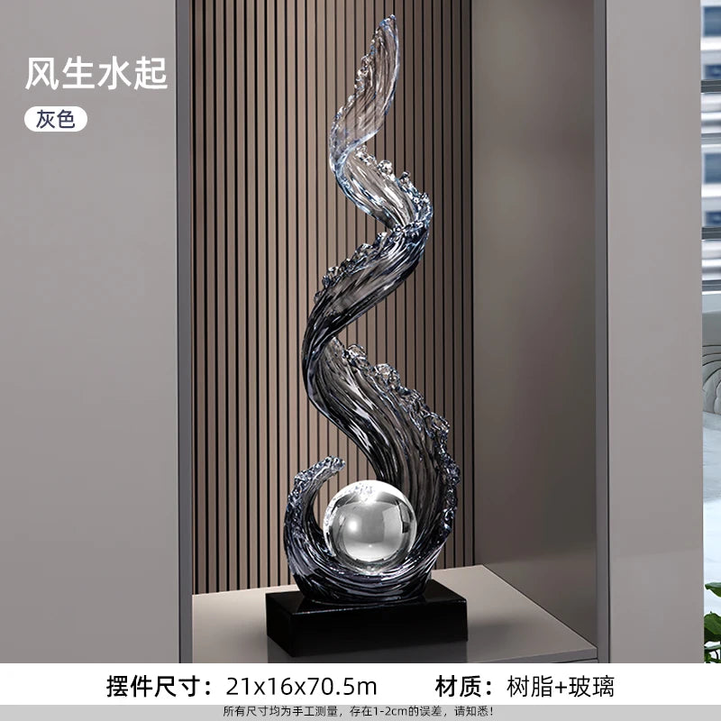 Home Decor Wind and Water Rising Sculpture Luxury Living Room Entrance