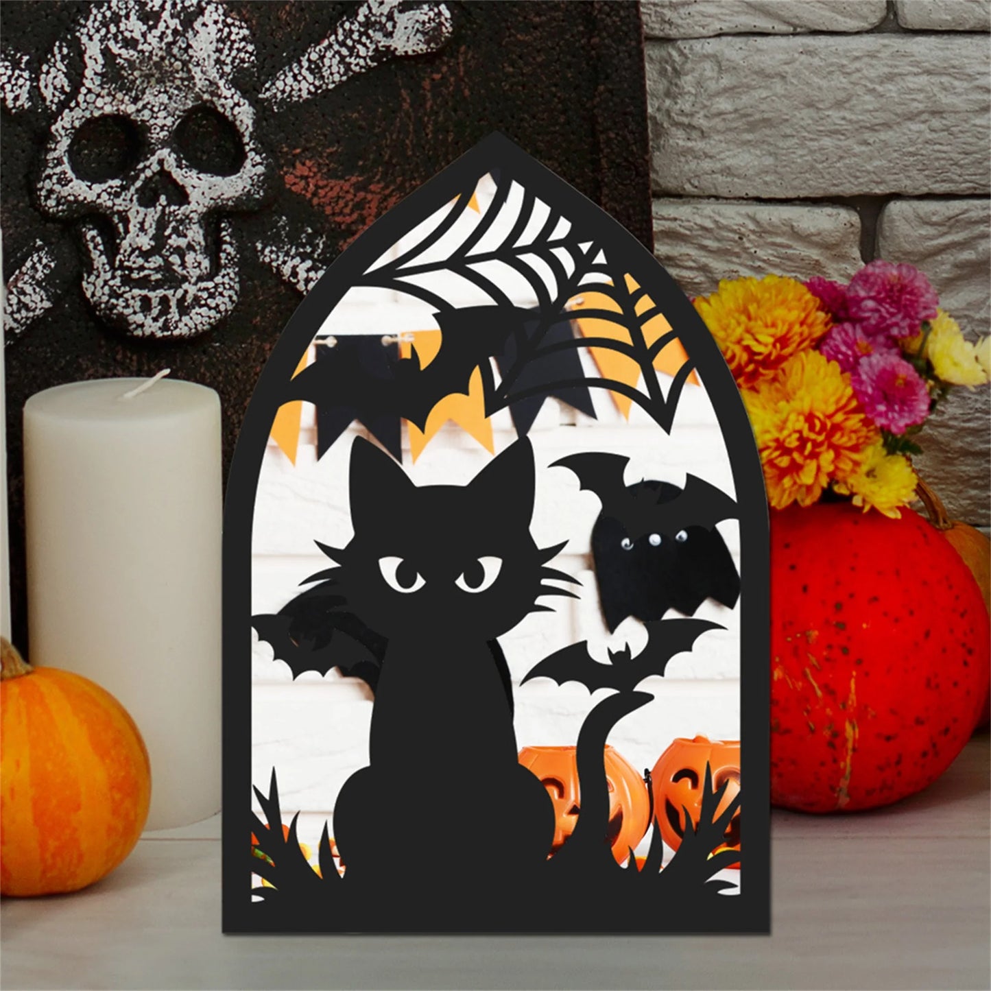 Spooky Halloween Acrylic Mirror Wall Sticker Set with Ghosts Bats Spiders