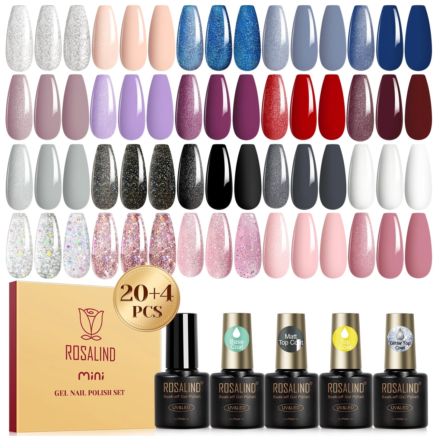 24PCS Gel Nail Polish Set with Base and Top Coat