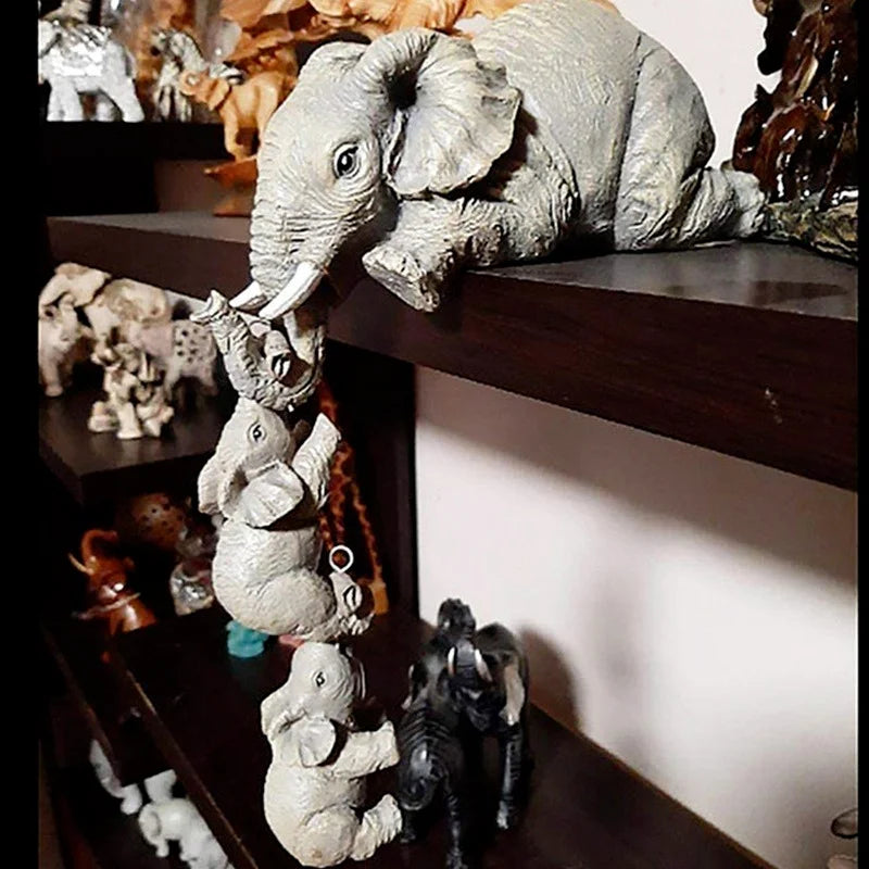 3pcs/Set Cute Elephant Figurines Elephant Holding Baby Decor