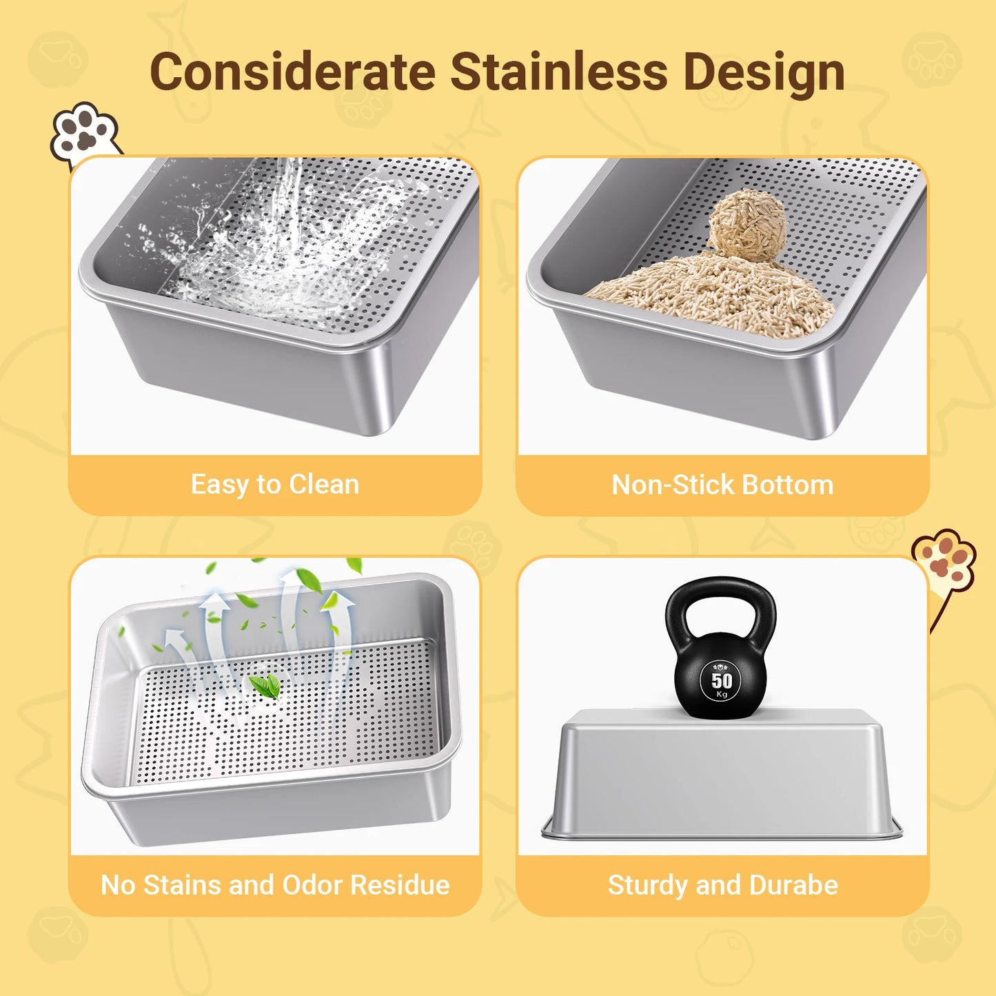 XL Stainless Steel  , Sifting Cat Litter Box