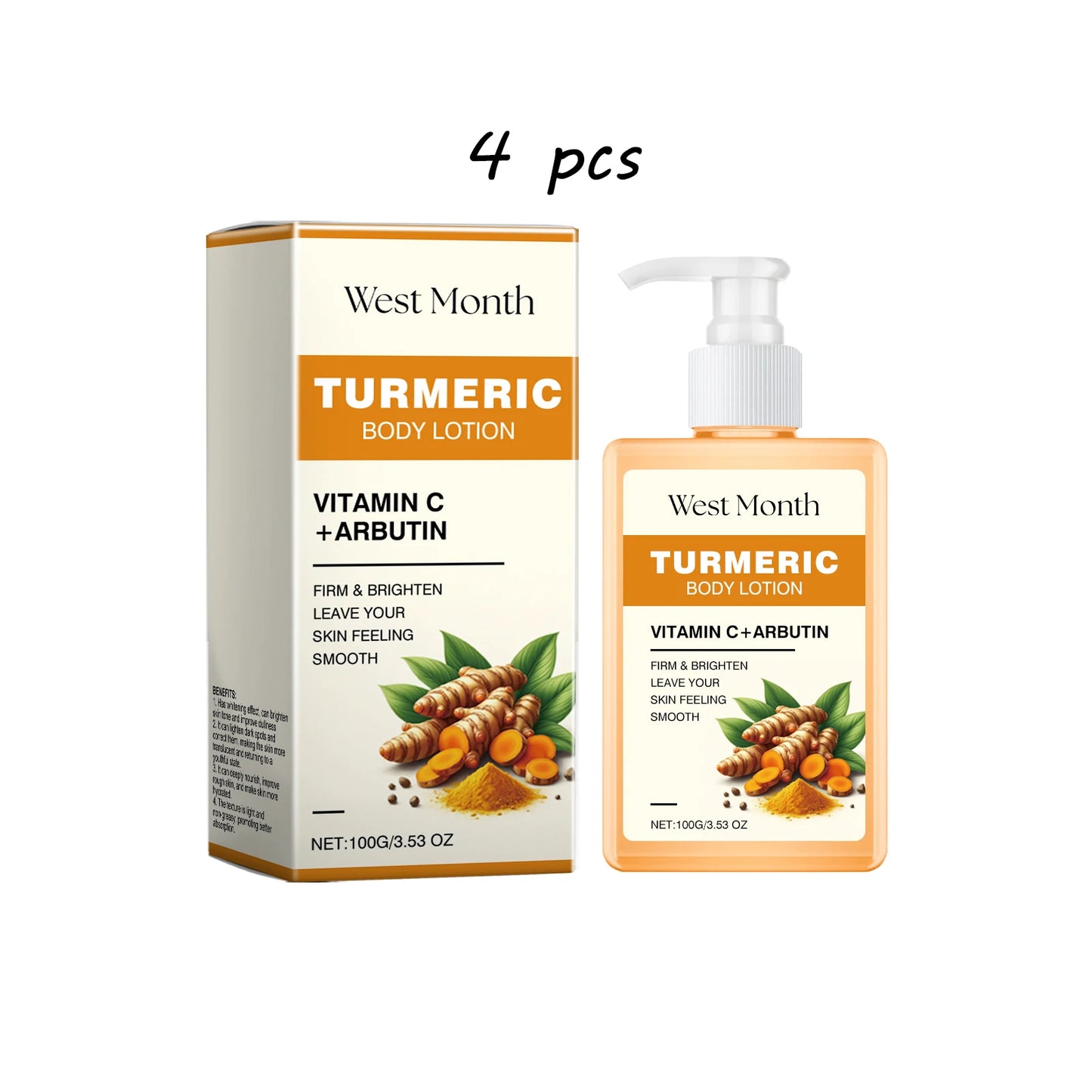 100g Turmeric Body Skin Lotion Glowing Moisturizing Anti-aging Fast Absorbed Non-greasy